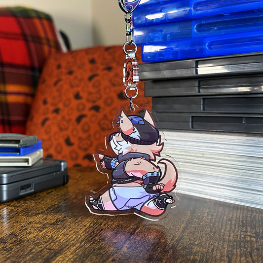 battle wolf & squirrel charm keychain