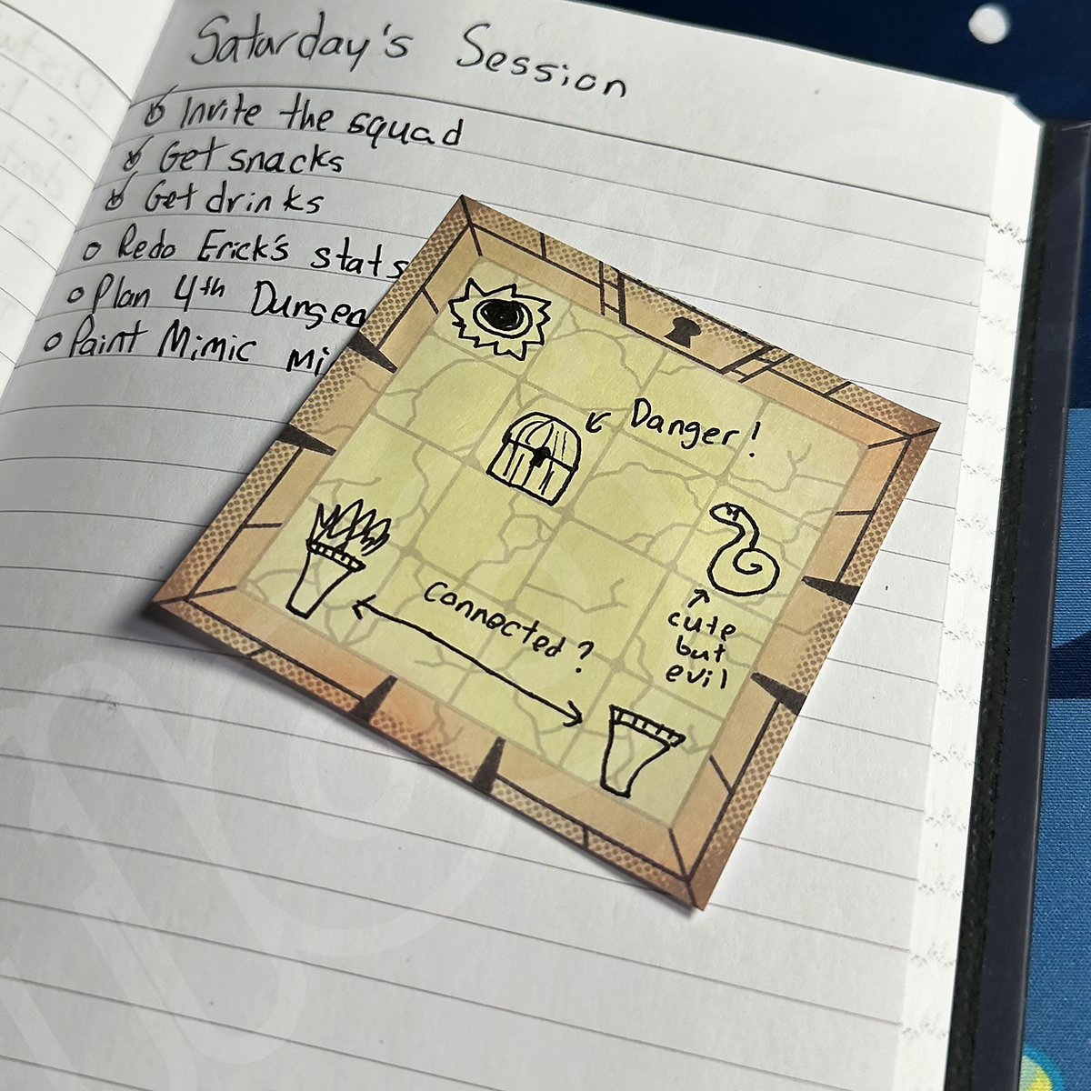 dungeon map sticky notes