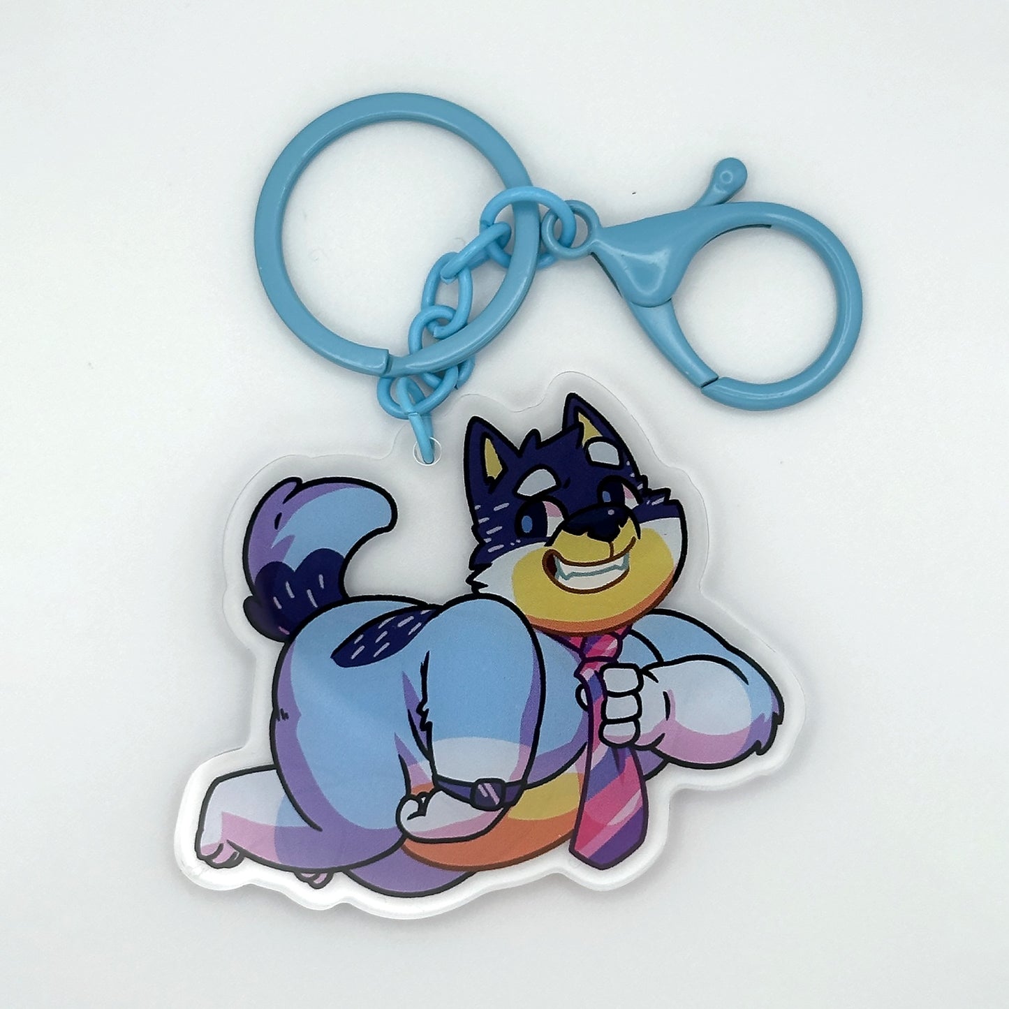 blue dog dad keychain