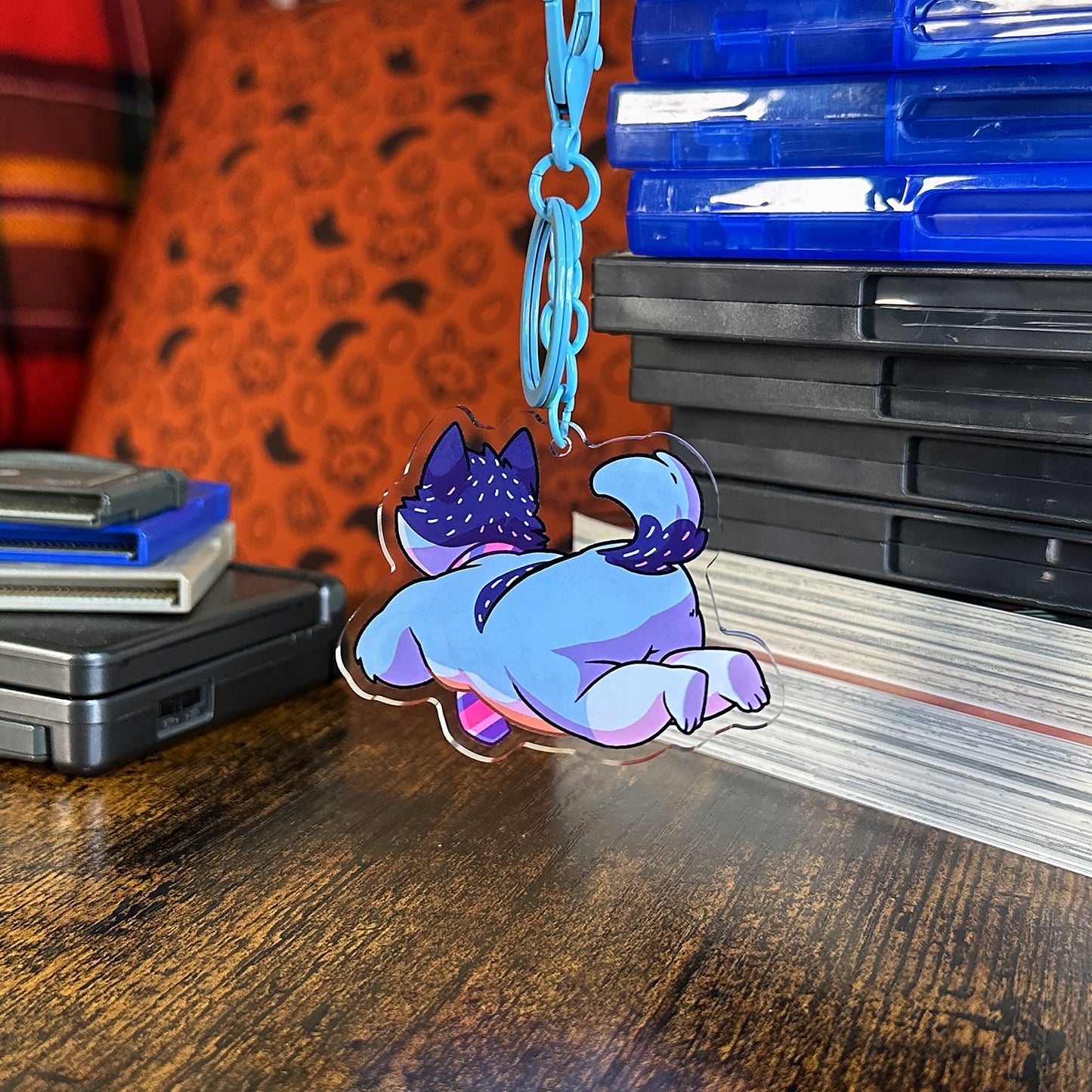 blue dog dad keychain