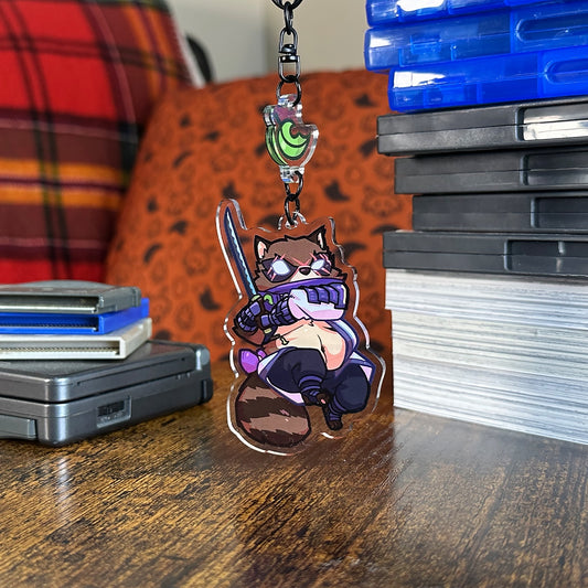 battle tanuki charm keychain