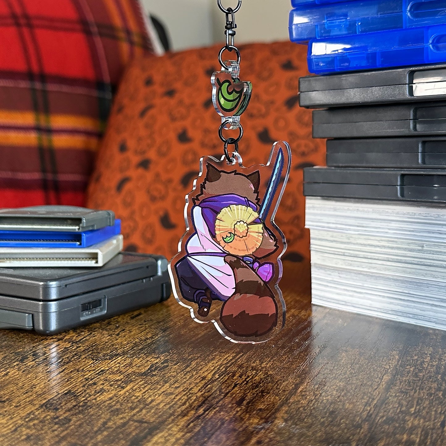 battle tanuki charm keychain
