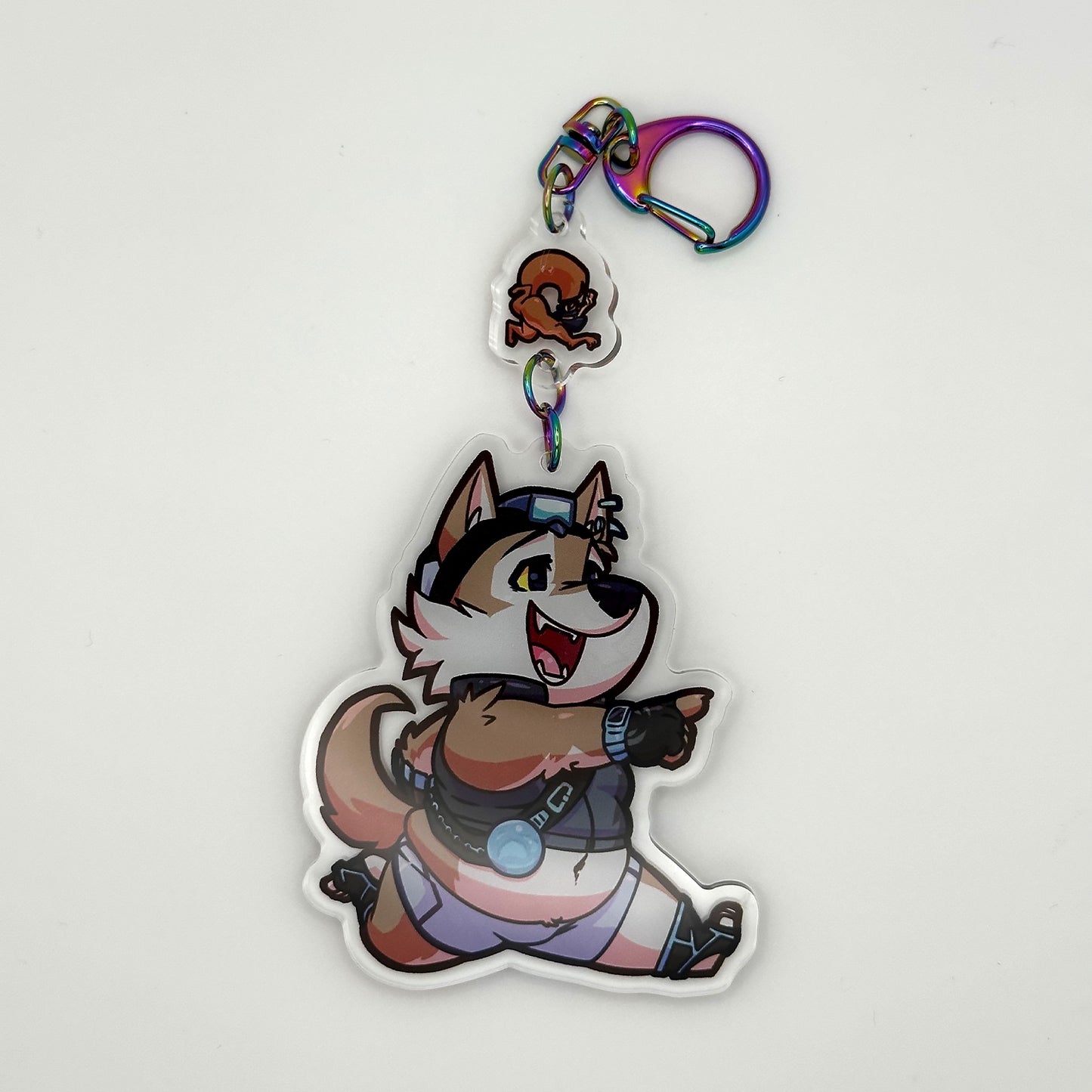 battle wolf & squirrel charm keychain