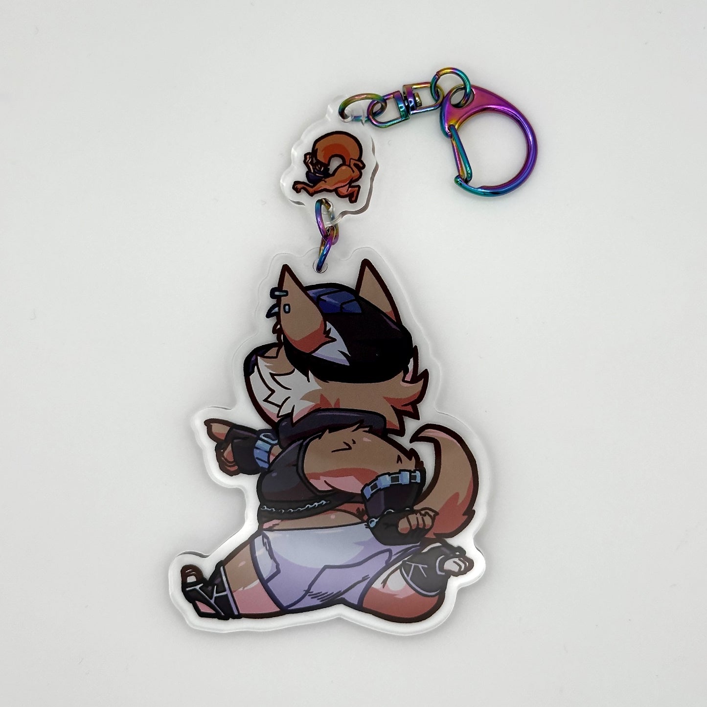 battle wolf & squirrel charm keychain