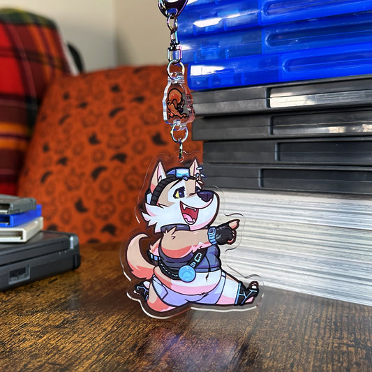 battle wolf & squirrel charm keychain